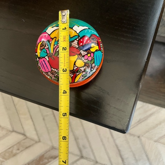 Mexican Folk Art Trinket Box is a beautifully handcrafted terra cotta piece - Picture 6 of 7